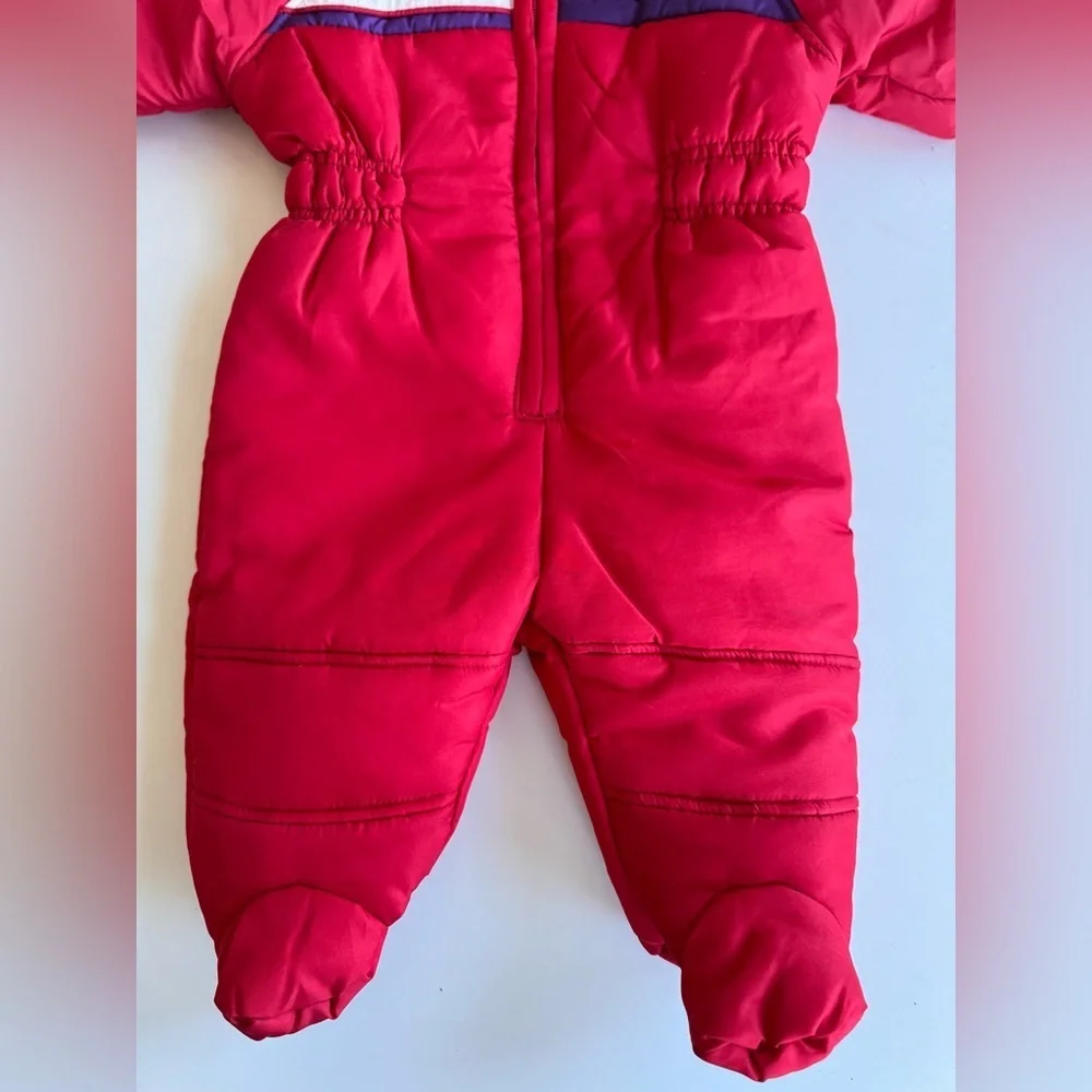 Apple Bottoms Girls Winter Snowsuit One Piece Red Hooded Full Zip 3-6 Months
